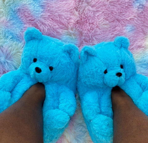 Teddy Bear Slippers Light Blue (Adult and Teen)