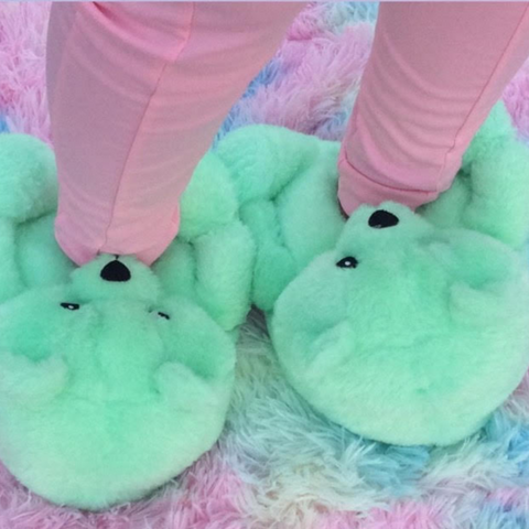 Teddy Bear Slippers Mint (Adult and Teen)