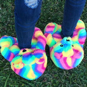 Children’s Teddy Bear Slippers Rainbow (Kids)